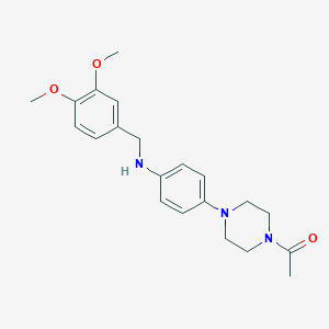 molecular formula C21H27N3O3 B502098 1-[4-[4-[(3,4-Dimethoxyphenyl)methylamino]phenyl]-1-piperazinyl]ethanone 