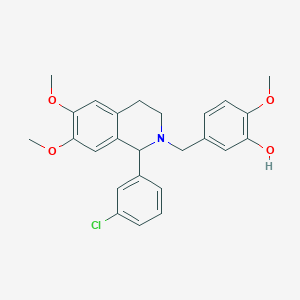 molecular formula C25H26ClNO4 B5021024 5-{[1-(3-chlorophenyl)-6,7-dimethoxy-3,4-dihydro-2(1H)-isoquinolinyl]methyl}-2-methoxyphenol 