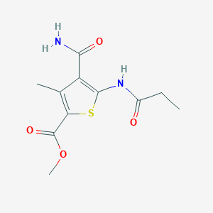 molecular formula C11H14N2O4S B5021047 methyl 4-(aminocarbonyl)-3-methyl-5-(propionylamino)-2-thiophenecarboxylate 