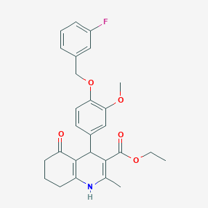 molecular formula C27H28FNO5 B5021084 ethyl 4-{4-[(3-fluorobenzyl)oxy]-3-methoxyphenyl}-2-methyl-5-oxo-1,4,5,6,7,8-hexahydro-3-quinolinecarboxylate 