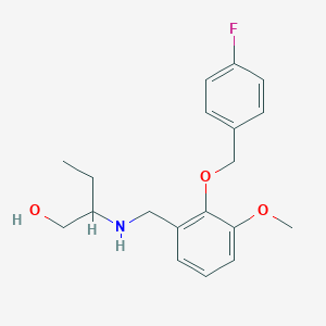 molecular formula C19H24FNO3 B502116 2-({2-[(4-Fluorobenzyl)oxy]-3-methoxybenzyl}amino)butan-1-ol 