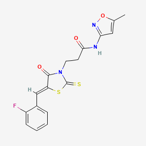 molecular formula C17H14FN3O3S2 B5021190 3-[5-(2-fluorobenzylidene)-4-oxo-2-thioxo-1,3-thiazolidin-3-yl]-N-(5-methyl-3-isoxazolyl)propanamide 