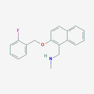 molecular formula C19H18FNO B502129 N-({2-[(2-fluorobenzyl)oxy]-1-naphthyl}methyl)-N-methylamine 