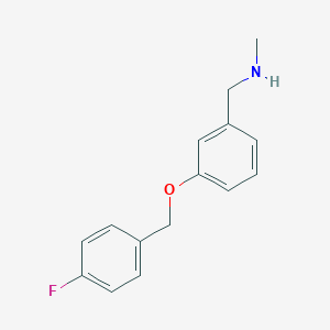 molecular formula C15H16FNO B502131 N-{3-[(4-fluorobenzyl)oxy]benzyl}-N-methylamine 