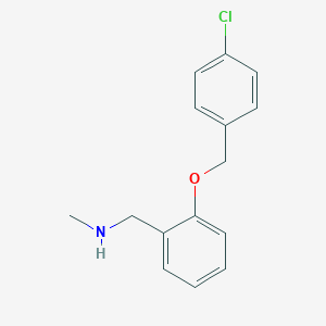 molecular formula C15H16ClNO B502134 1-{2-[(4-chlorobenzyl)oxy]phenyl}-N-methylmethanamine 
