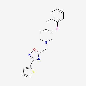 molecular formula C19H20FN3OS B5021340 4-(2-fluorobenzyl)-1-{[3-(2-thienyl)-1,2,4-oxadiazol-5-yl]methyl}piperidine 