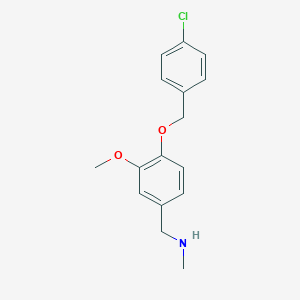 molecular formula C16H18ClNO2 B502135 1-{4-[(4-chlorobenzyl)oxy]-3-methoxyphenyl}-N-methylmethanamine 