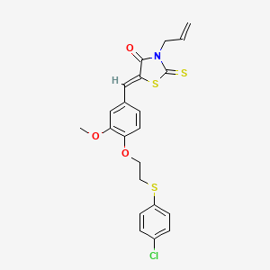 molecular formula C22H20ClNO3S3 B5021355 3-allyl-5-(4-{2-[(4-chlorophenyl)thio]ethoxy}-3-methoxybenzylidene)-2-thioxo-1,3-thiazolidin-4-one 