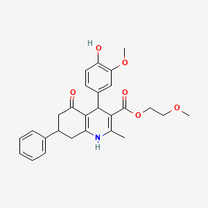 molecular formula C27H29NO6 B5021405 2-methoxyethyl 4-(4-hydroxy-3-methoxyphenyl)-2-methyl-5-oxo-7-phenyl-1,4,5,6,7,8-hexahydro-3-quinolinecarboxylate 