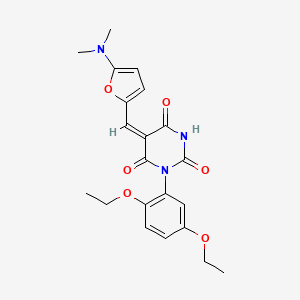 molecular formula C21H23N3O6 B5021429 1-(2,5-diethoxyphenyl)-5-{[5-(dimethylamino)-2-furyl]methylene}-2,4,6(1H,3H,5H)-pyrimidinetrione 