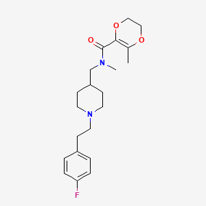 molecular formula C21H29FN2O3 B5021452 N-({1-[2-(4-fluorophenyl)ethyl]-4-piperidinyl}methyl)-N,3-dimethyl-5,6-dihydro-1,4-dioxine-2-carboxamide 