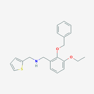 molecular formula C21H23NO2S B502146 1-[2-(benzyloxy)-3-ethoxyphenyl]-N-(thiophen-2-ylmethyl)methanamine 