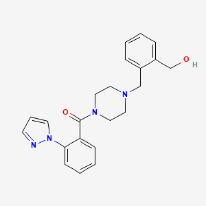 molecular formula C22H24N4O2 B5021483 [2-({4-[2-(1H-pyrazol-1-yl)benzoyl]-1-piperazinyl}methyl)phenyl]methanol trifluoroacetate (salt) 