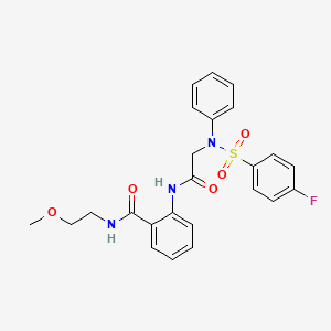 molecular formula C24H24FN3O5S B5021579 2-({N-[(4-fluorophenyl)sulfonyl]-N-phenylglycyl}amino)-N-(2-methoxyethyl)benzamide 