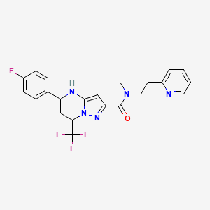 molecular formula C22H21F4N5O B5021587 5-(4-fluorophenyl)-N-methyl-N-[2-(2-pyridinyl)ethyl]-7-(trifluoromethyl)-4,5,6,7-tetrahydropyrazolo[1,5-a]pyrimidine-2-carboxamide 