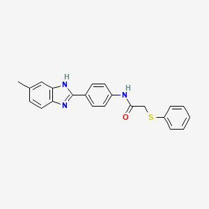 molecular formula C22H19N3OS B5021615 N-[4-(5-methyl-1H-benzimidazol-2-yl)phenyl]-2-(phenylthio)acetamide 