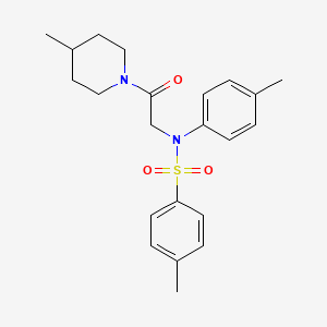 molecular formula C22H28N2O3S B5021672 4-methyl-N-(4-methylphenyl)-N-[2-(4-methyl-1-piperidinyl)-2-oxoethyl]benzenesulfonamide 