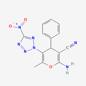 2-amino-6-methyl-5-(5-nitro-2H-tetrazol-2-yl)-4-phenyl-4H-pyran-3-carbonitrile