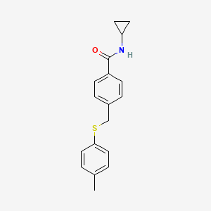 molecular formula C18H19NOS B5021761 N-cyclopropyl-4-{[(4-methylphenyl)thio]methyl}benzamide 