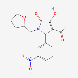 molecular formula C17H18N2O6 B5021786 4-acetyl-3-hydroxy-5-(3-nitrophenyl)-1-(tetrahydro-2-furanylmethyl)-1,5-dihydro-2H-pyrrol-2-one 