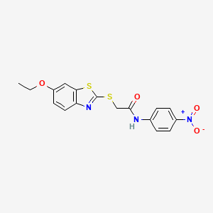 molecular formula C17H15N3O4S2 B5021867 2-[(6-ethoxy-1,3-benzothiazol-2-yl)thio]-N-(4-nitrophenyl)acetamide 