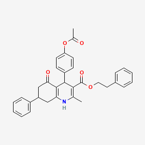 molecular formula C33H31NO5 B5021872 2-phenylethyl 4-[4-(acetyloxy)phenyl]-2-methyl-5-oxo-7-phenyl-1,4,5,6,7,8-hexahydro-3-quinolinecarboxylate CAS No. 5707-54-0