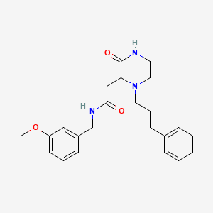 N-(3-methoxybenzyl)-2-[3-oxo-1-(3-phenylpropyl)-2-piperazinyl]acetamide