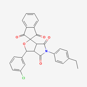 3-(3-chlorophenyl)-5-(4-ethylphenyl)-3a,6a-dihydrospiro[furo[3,4-c]pyrrole-1,2'-indene]-1',3',4,6(3H,5H)-tetrone