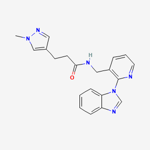 molecular formula C20H20N6O B5021994 N-{[2-(1H-benzimidazol-1-yl)-3-pyridinyl]methyl}-3-(1-methyl-1H-pyrazol-4-yl)propanamide 