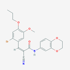 3-(2-bromo-5-methoxy-4-propoxyphenyl)-2-cyano-N-(2,3-dihydro-1,4-benzodioxin-6-yl)acrylamide