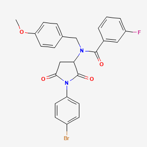 N-[1-(4-bromophenyl)-2,5-dioxo-3-pyrrolidinyl]-3-fluoro-N-(4-methoxybenzyl)benzamide