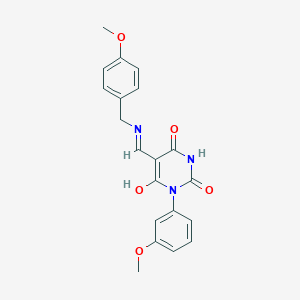 5-{[(4-methoxybenzyl)amino]methylene}-1-(3-methoxyphenyl)-2,4,6(1H,3H,5H)-pyrimidinetrione