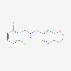 molecular formula C15H13ClFNO2 B502208 1-(1,3-benzodioxol-5-yl)-N-(2-chloro-6-fluorobenzyl)methanamine 