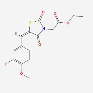 molecular formula C15H14INO5S B5022095 ethyl [(5E)-5-(3-iodo-4-methoxybenzylidene)-2,4-dioxo-1,3-thiazolidin-3-yl]acetate 