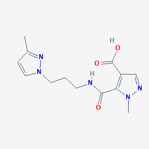 molecular formula C13H17N5O3 B5022102 1-methyl-5-({[3-(3-methyl-1H-pyrazol-1-yl)propyl]amino}carbonyl)-1H-pyrazole-4-carboxylic acid 