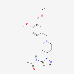 molecular formula C21H30N4O3 B5022239 N-(1-{1-[3-(ethoxymethyl)-4-methoxybenzyl]-4-piperidinyl}-1H-pyrazol-5-yl)acetamide 