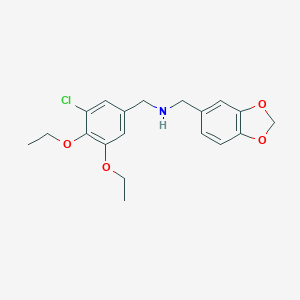 molecular formula C19H22ClNO4 B502228 1-(1,3-benzodioxol-5-yl)-N-(3-chloro-4,5-diethoxybenzyl)methanamine 