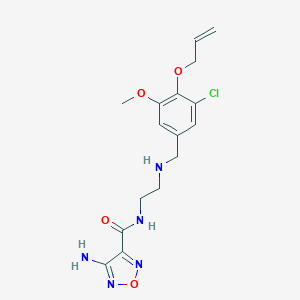 4-AMINO-N-[2-({[3-CHLORO-5-METHOXY-4-(PROP-2-EN-1-YLOXY)PHENYL]METHYL}AMINO)ETHYL]-1,2,5-OXADIAZOLE-3-CARBOXAMIDE