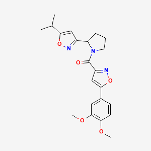 3-{1-[5-(3,4-Dimethoxyphenyl)-1,2-oxazole-3-carbonyl]pyrrolidin-2-YL}-5-(propan-2-YL)-1,2-oxazole