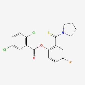 molecular formula C18H14BrCl2NO2S B5022379 4-bromo-2-(1-pyrrolidinylcarbonothioyl)phenyl 2,5-dichlorobenzoate 