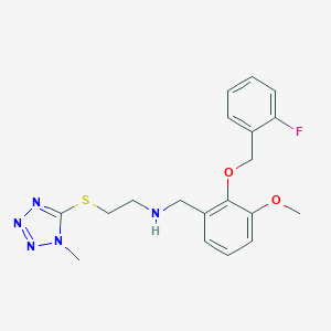 molecular formula C19H22FN5O2S B502239 N-{2-[(2-fluorobenzyl)oxy]-3-methoxybenzyl}-2-[(1-methyl-1H-tetrazol-5-yl)sulfanyl]ethanamine 