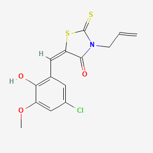 (5E)-5-[(5-chloro-2-hydroxy-3-methoxyphenyl)methylidene]-3-prop-2-enyl-2-sulfanylidene-1,3-thiazolidin-4-one