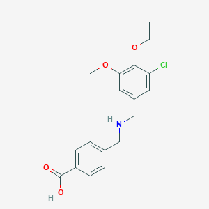 molecular formula C18H20ClNO4 B502249 4-{[(3-Chloro-4-ethoxy-5-methoxybenzyl)amino]methyl}benzoic acid 