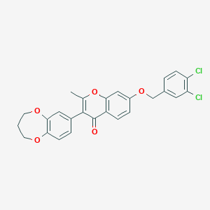 molecular formula C26H20Cl2O5 B5022512 7-[(3,4-DICHLOROPHENYL)METHOXY]-3-(3,4-DIHYDRO-2H-1,5-BENZODIOXEPIN-7-YL)-2-METHYL-4H-CHROMEN-4-ONE 