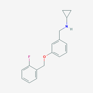 molecular formula C17H18FNO B502252 N-cyclopropyl-N-{3-[(2-fluorobenzyl)oxy]benzyl}amine 
