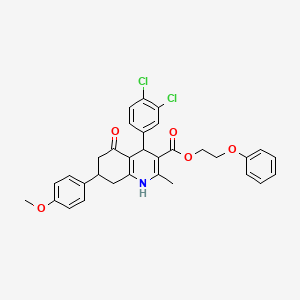 molecular formula C32H29Cl2NO5 B5022550 2-phenoxyethyl 4-(3,4-dichlorophenyl)-7-(4-methoxyphenyl)-2-methyl-5-oxo-1,4,5,6,7,8-hexahydro-3-quinolinecarboxylate 