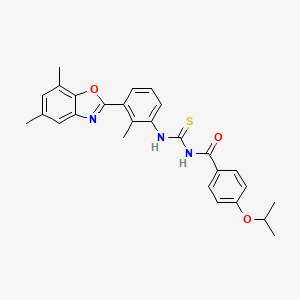 N-({[3-(5,7-dimethyl-1,3-benzoxazol-2-yl)-2-methylphenyl]amino}carbonothioyl)-4-isopropoxybenzamide