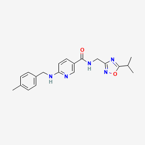 molecular formula C20H23N5O2 B5022596 N-[(5-isopropyl-1,2,4-oxadiazol-3-yl)methyl]-6-[(4-methylbenzyl)amino]nicotinamide 