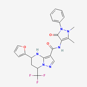 N-(1,5-dimethyl-3-oxo-2-phenylpyrazol-4-yl)-5-(furan-2-yl)-7-(trifluoromethyl)-4,5,6,7-tetrahydropyrazolo[1,5-a]pyrimidine-3-carboxamide