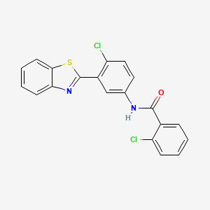 molecular formula C20H12Cl2N2OS B5022664 N-[3-(1,3-benzothiazol-2-yl)-4-chlorophenyl]-2-chlorobenzamide 